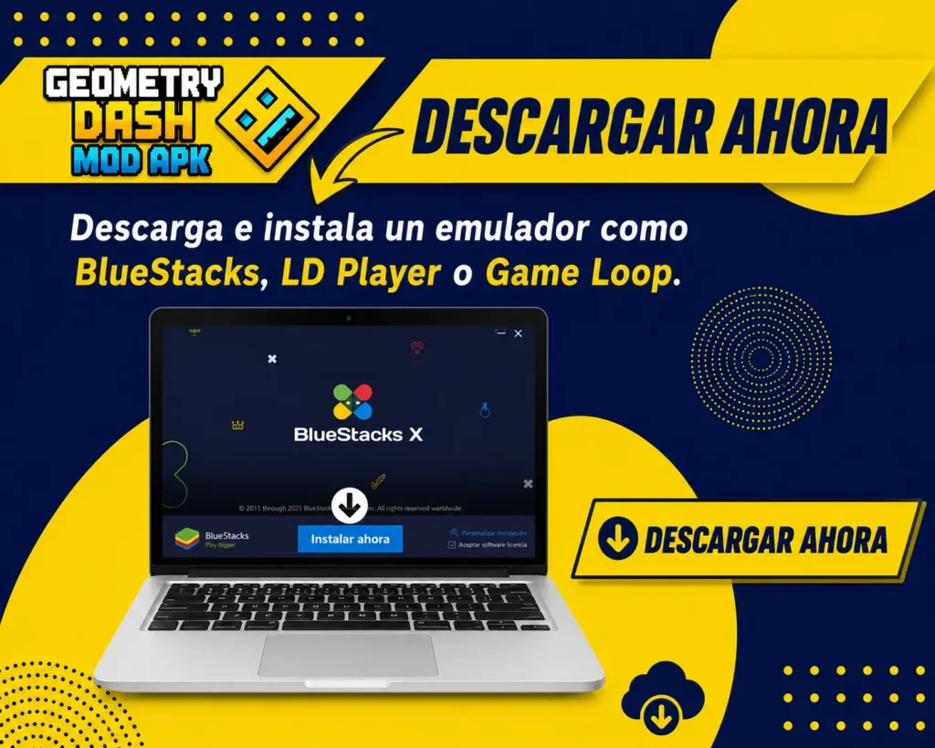 Geometry Dash PC download BlueStacks steps