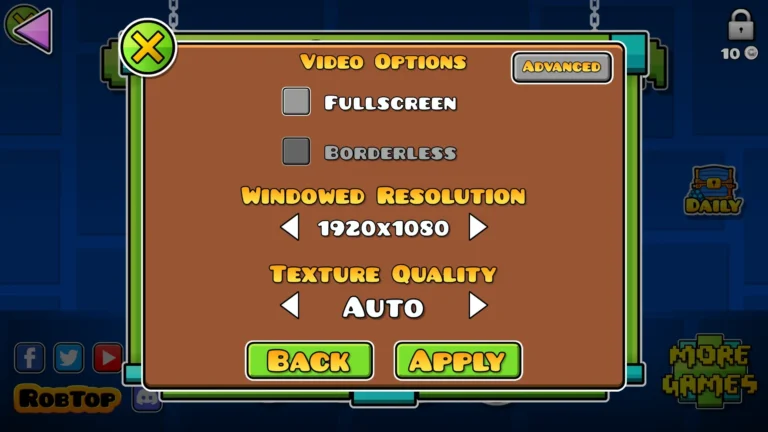 Geometry Dash HD Graphic Setting